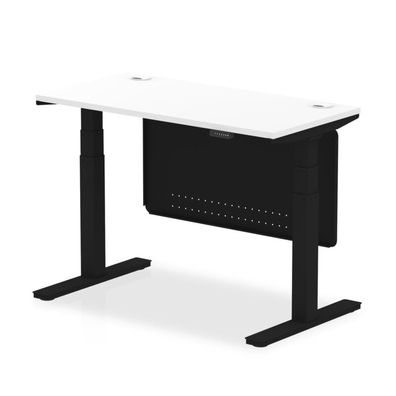 OE - Air Height Adjustable Slimline Desk with Cable Ports with Steel Modesty Panel - Image 56