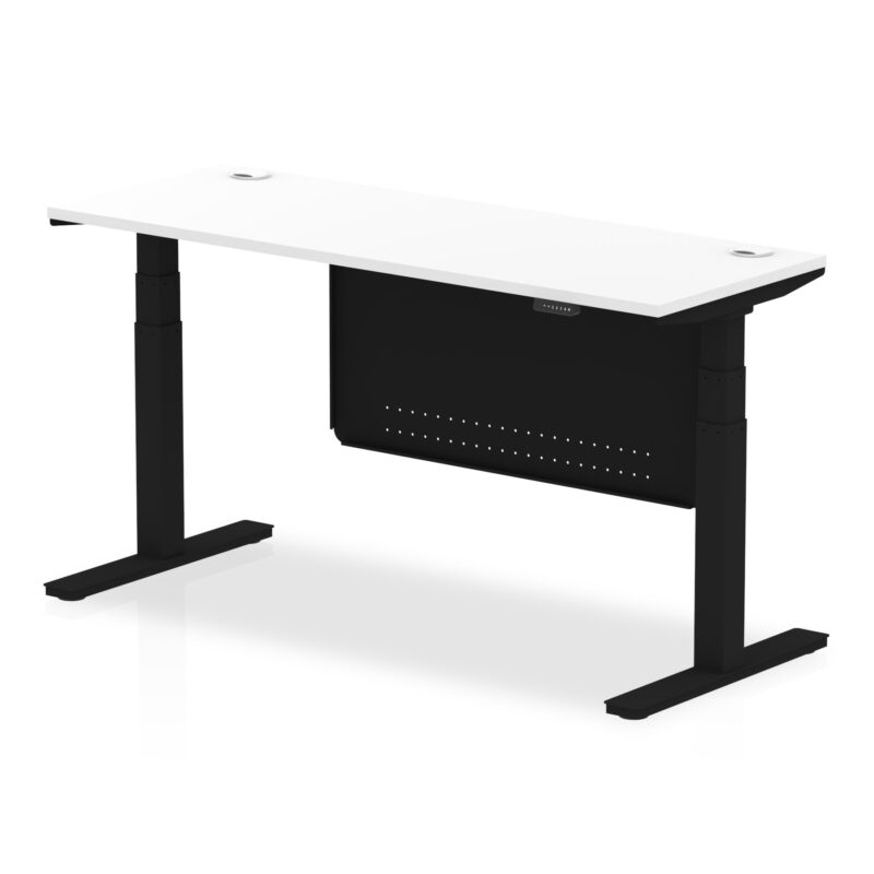 OE - Air Height Adjustable Slimline Desk with Cable Ports with Steel Modesty Panel - Image 58