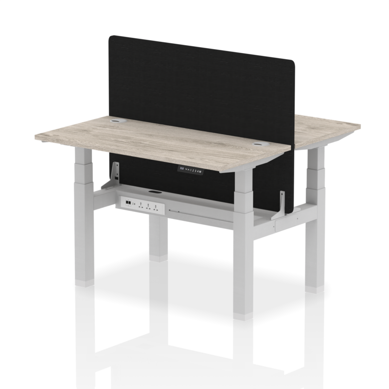 Air Back-to-Back Slimline Height Adjustable Bench Desk - 2 Person with Black Straight Screen - Image 5