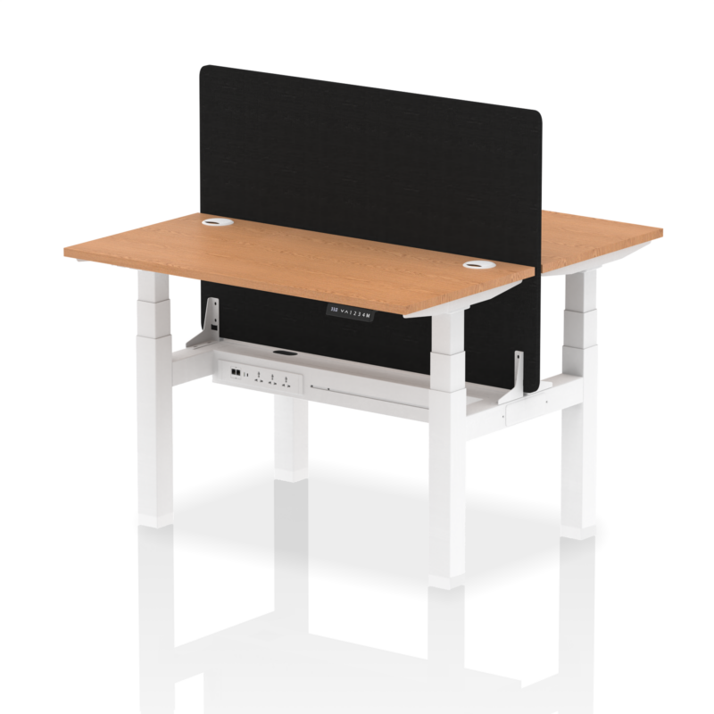 Air Back-to-Back Slimline Height Adjustable Bench Desk - 2 Person with Black Straight Screen - Image 12