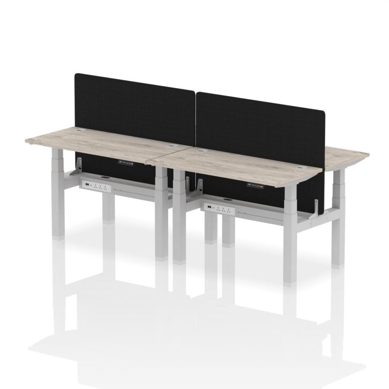 Air Back-to-Back Slimline Height Adjustable Bench Desk - 4 Person with Black Straight Screen - Image 5