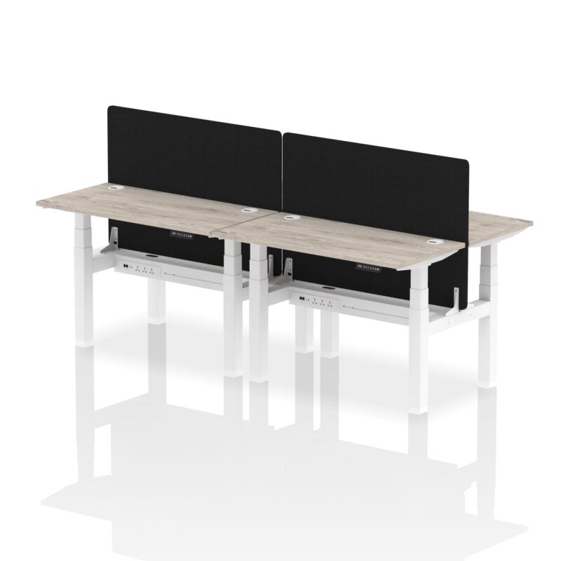 Air Back-to-Back Slimline Height Adjustable Bench Desk - 4 Person with Black Straight Screen - Image 6