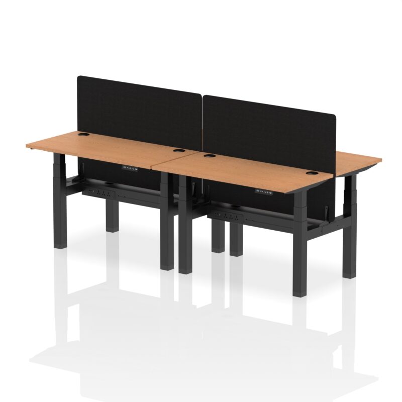 Air Back-to-Back Slimline Height Adjustable Bench Desk - 4 Person with Black Straight Screen - Image 10