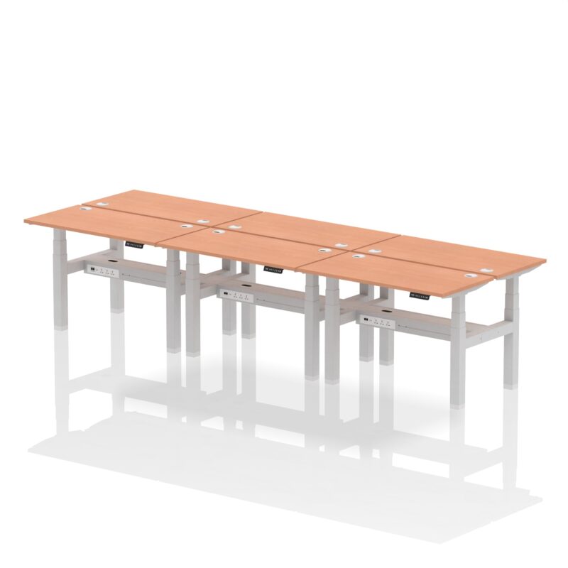 Air Back-to-Back Slimline Height Adjustable Bench Desk - 6 Person - Image 2