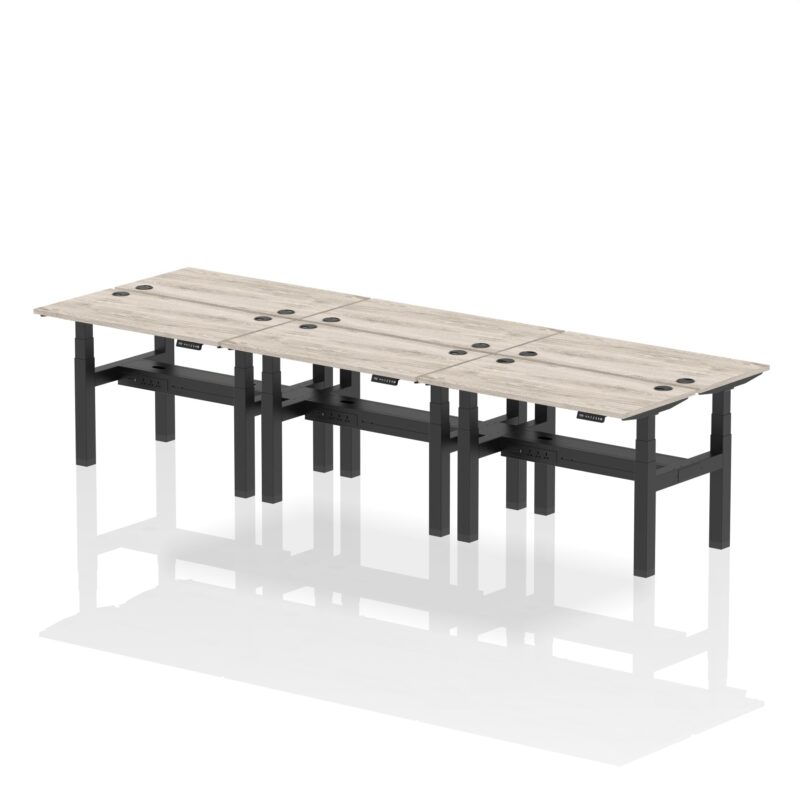Air Back-to-Back Slimline Height Adjustable Bench Desk - 6 Person - Image 4