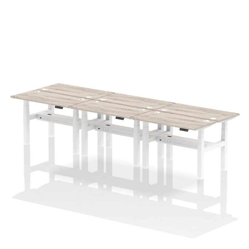 Air Back-to-Back Slimline Height Adjustable Bench Desk - 6 Person - Image 6
