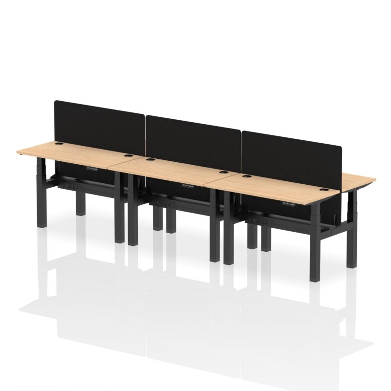 Air Back-to-Back Slimline Height Adjustable Bench Desk - 6 Person with Black Straight Screen - Image 7