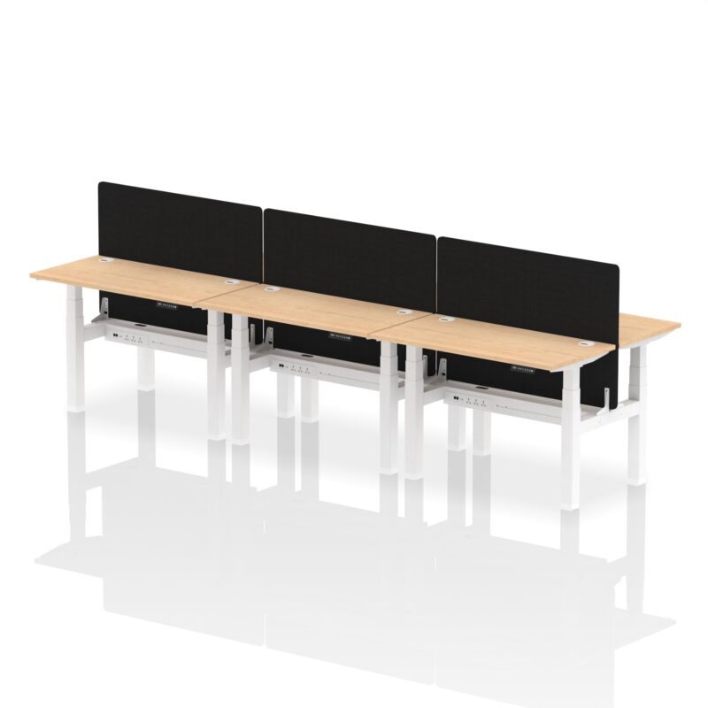 Air Back-to-Back Slimline Height Adjustable Bench Desk - 6 Person with Black Straight Screen - Image 9
