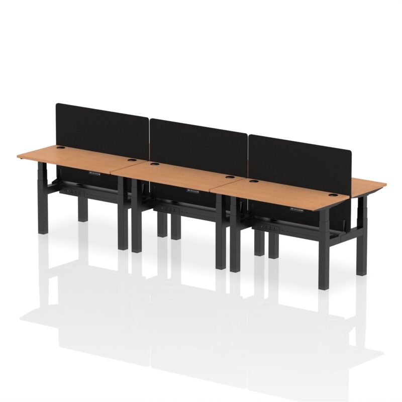 Air Back-to-Back Slimline Height Adjustable Bench Desk - 6 Person with Black Straight Screen - Image 10
