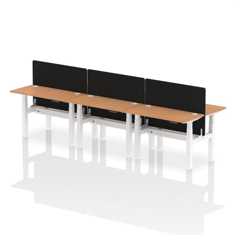 Air Back-to-Back Slimline Height Adjustable Bench Desk - 6 Person with Black Straight Screen - Image 12