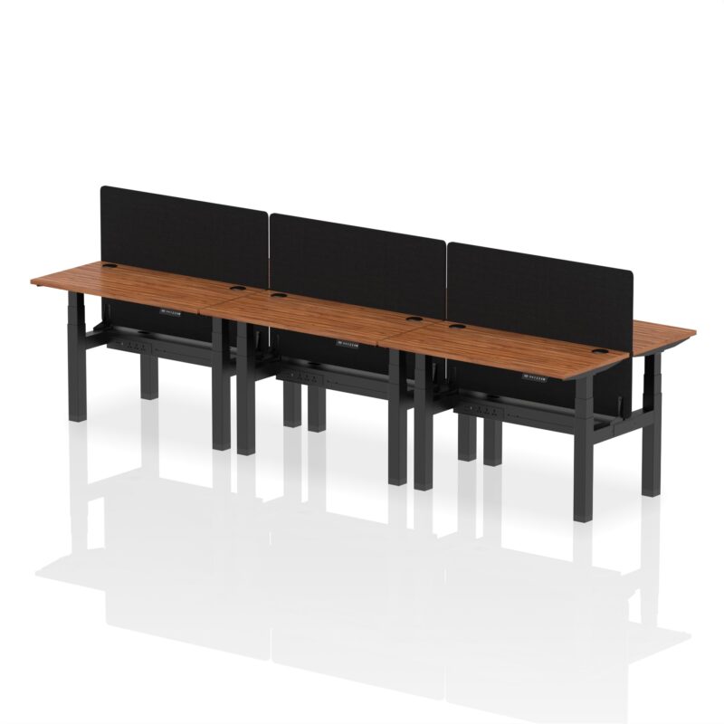 Air Back-to-Back Slimline Height Adjustable Bench Desk - 6 Person with Black Straight Screen - Image 13