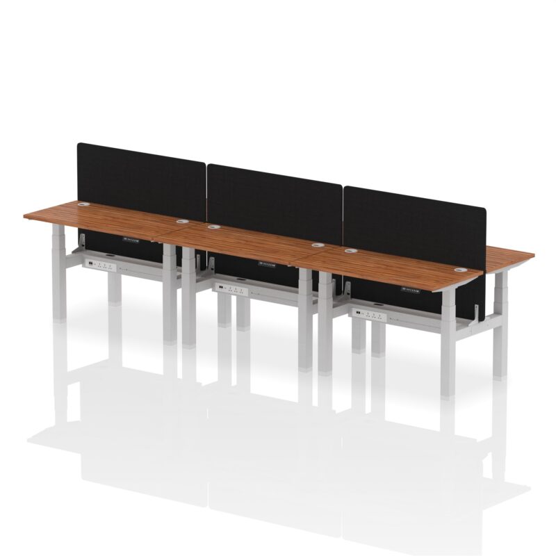 Air Back-to-Back Slimline Height Adjustable Bench Desk - 6 Person with Black Straight Screen - Image 14