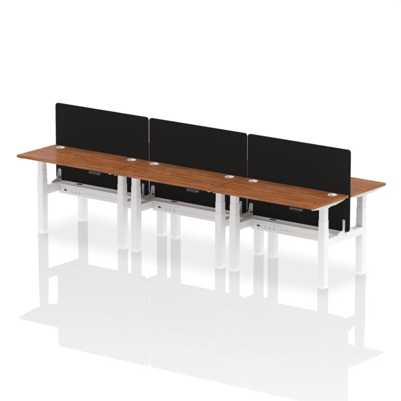 Air Back-to-Back Slimline Height Adjustable Bench Desk - 6 Person with Black Straight Screen - Image 15