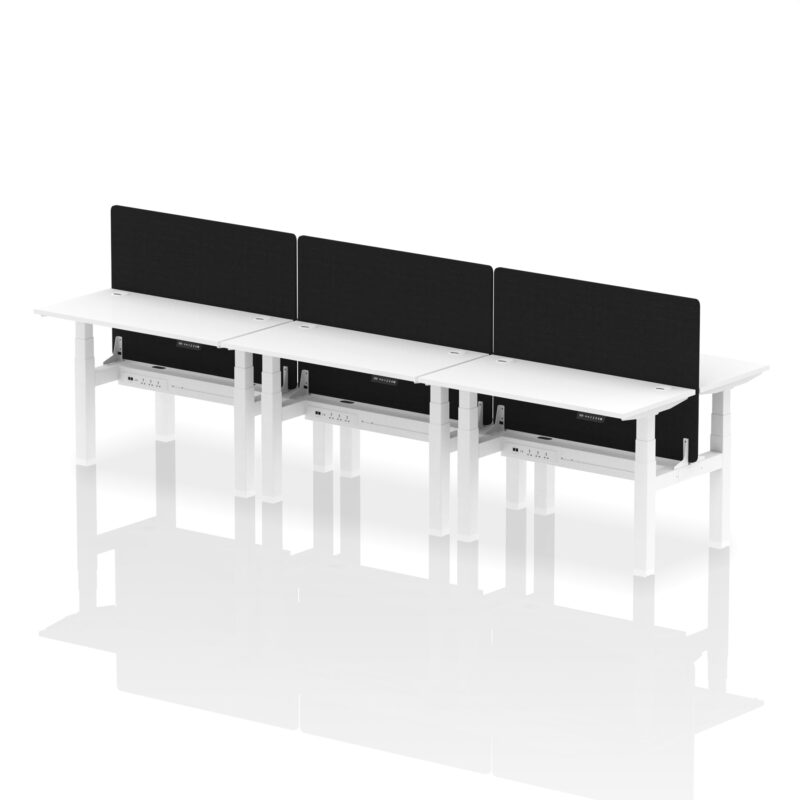 Air Back-to-Back Slimline Height Adjustable Bench Desk - 6 Person with Black Straight Screen - Image 18