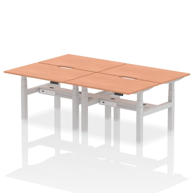 Air Back-to-Back Scalloped Edge Height Adjustable Bench Desk - 4 Person - Image 2