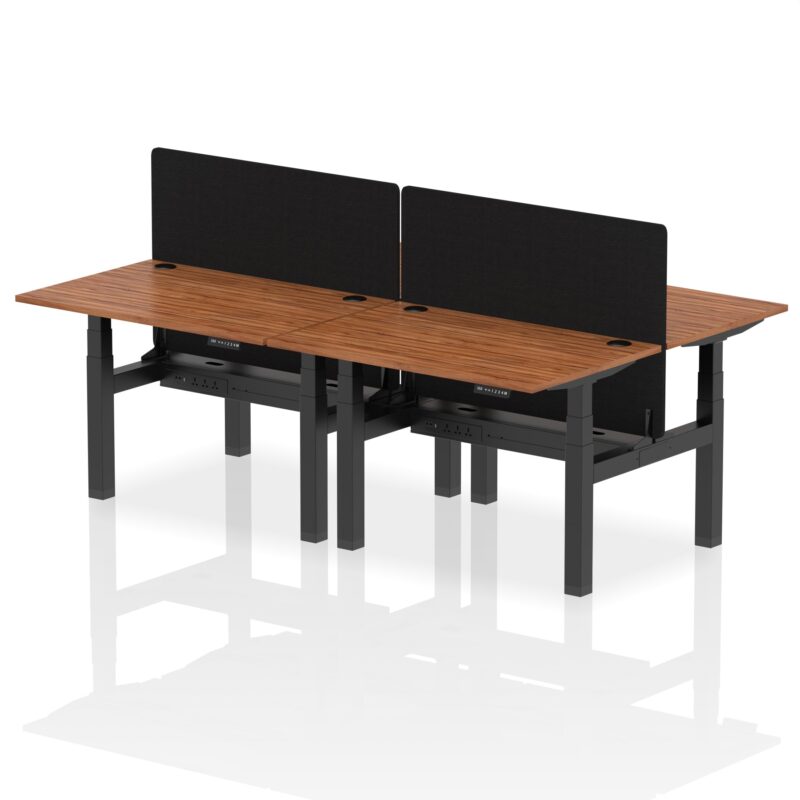 Air Back-to-Back Height Adjustable Bench Desk - 4 Person with Black Straight Screen - Image 13