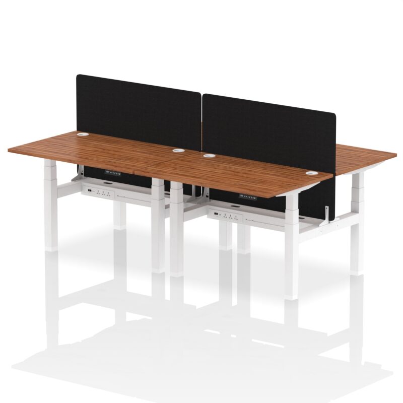 Air Back-to-Back Height Adjustable Bench Desk - 4 Person with Black Straight Screen - Image 15