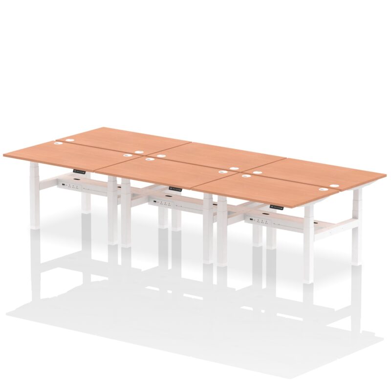 Air Back-to-Back Height Adjustable Bench Desk - 6 Person - Image 3