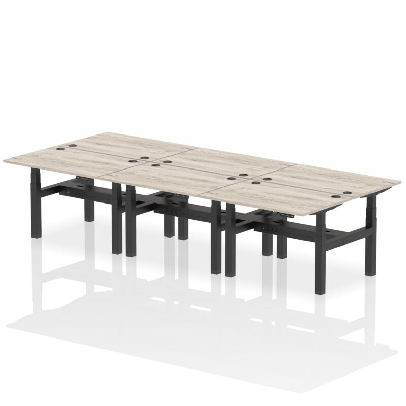 Air Back-to-Back Height Adjustable Bench Desk - 6 Person - Image 4