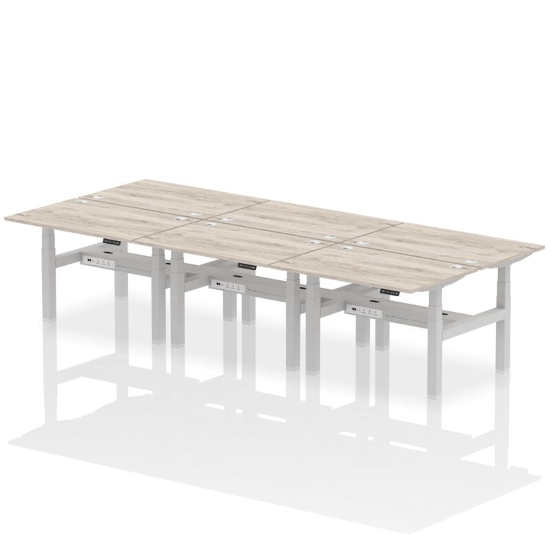 Air Back-to-Back Height Adjustable Bench Desk - 6 Person - Image 5