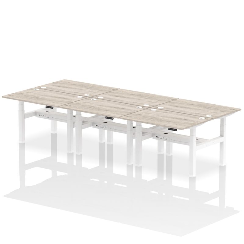Air Back-to-Back Height Adjustable Bench Desk - 6 Person - Image 6