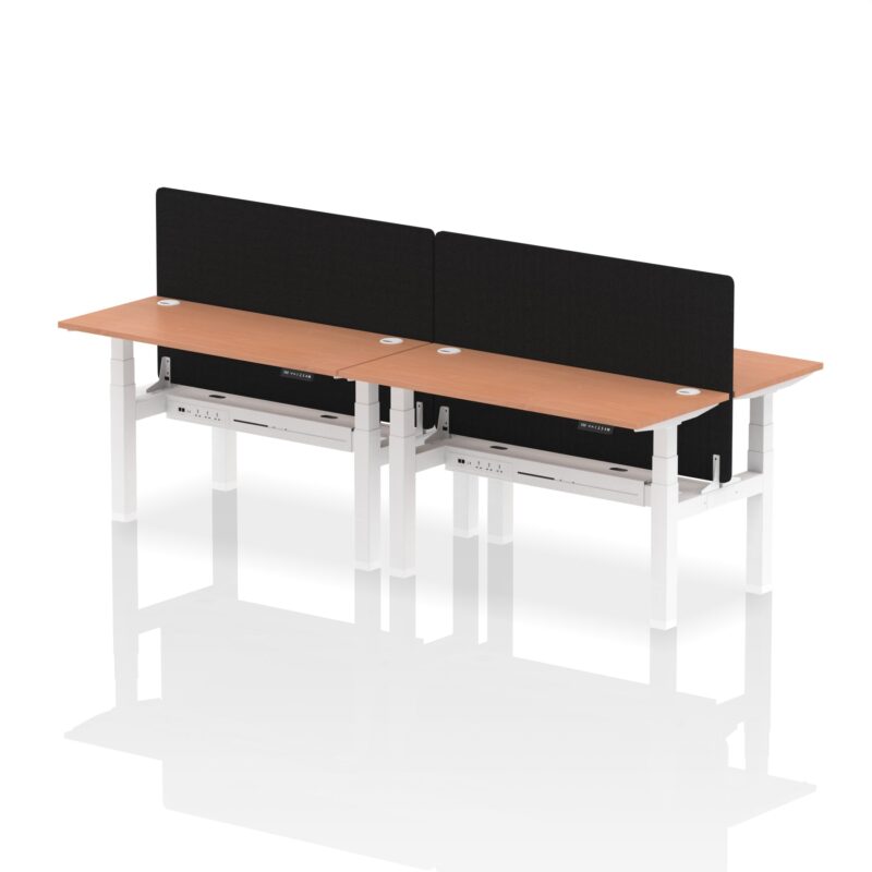 Air Back-to-Back Slimline Height Adjustable Bench Desk - 4 Person with Black Straight Screen - Image 21