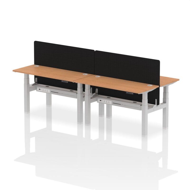 Air Back-to-Back Slimline Height Adjustable Bench Desk - 4 Person with Black Straight Screen - Image 29