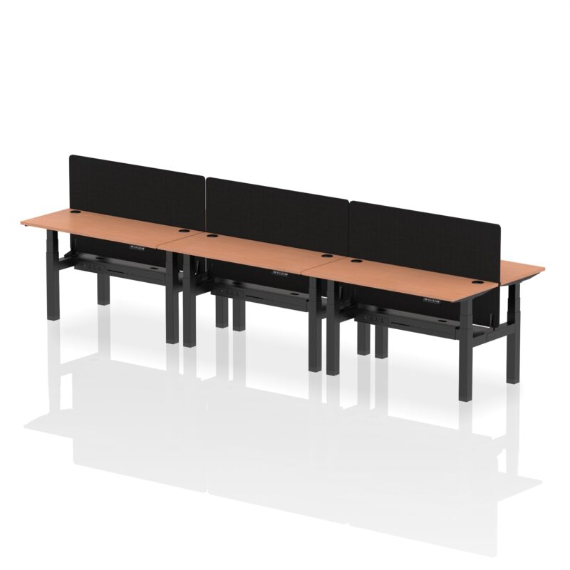 Air Back-to-Back Slimline Height Adjustable Bench Desk - 6 Person with Black Straight Screen - Image 19
