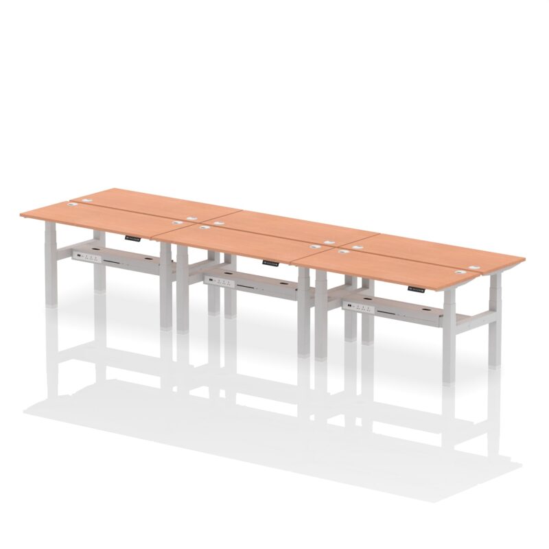 Air Back-to-Back Slimline Height Adjustable Bench Desk - 6 Person - Image 20