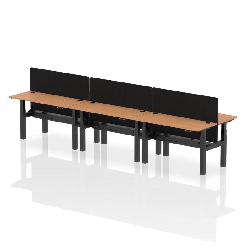 Air Back-to-Back Slimline Height Adjustable Bench Desk - 6 Person with Black Straight Screen - Image 28