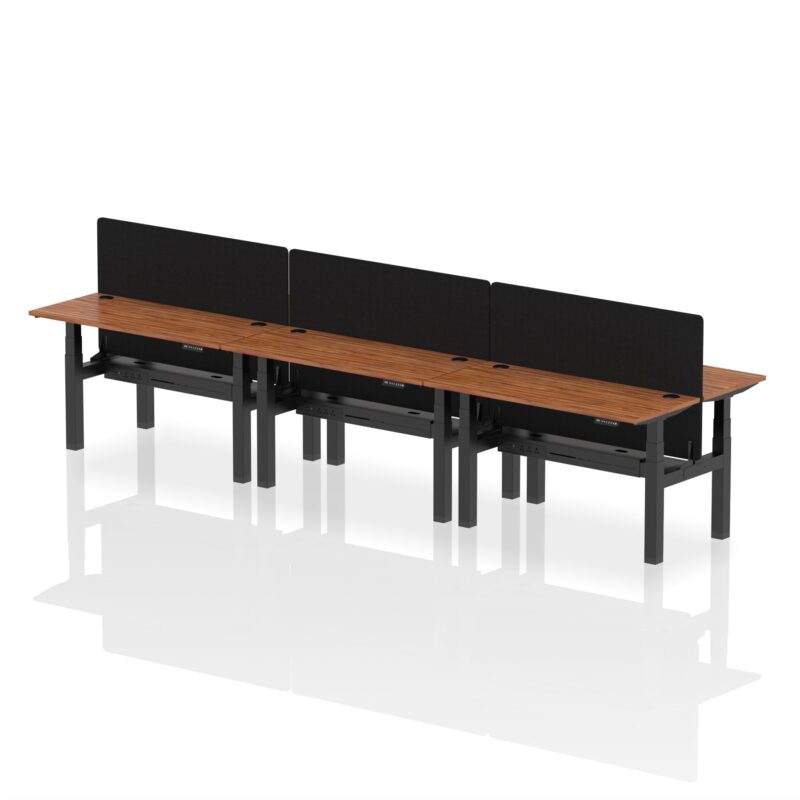 Air Back-to-Back Slimline Height Adjustable Bench Desk - 6 Person with Black Straight Screen - Image 31
