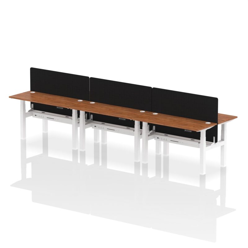 Air Back-to-Back Slimline Height Adjustable Bench Desk - 6 Person with Black Straight Screen - Image 33