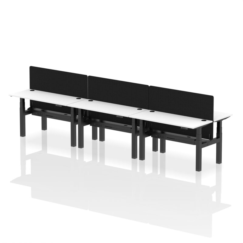 Air Back-to-Back Slimline Height Adjustable Bench Desk - 6 Person with Black Straight Screen - Image 34