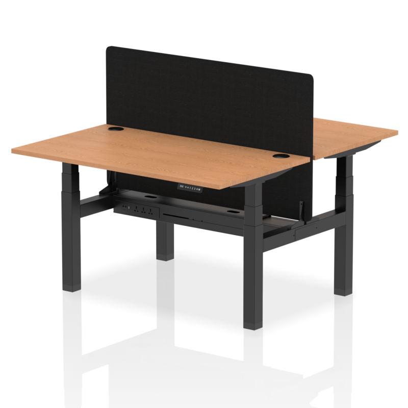 Air Back-to-Back Height Adjustable Bench Desk - 2 Person with Black Straight Screen - Image 28