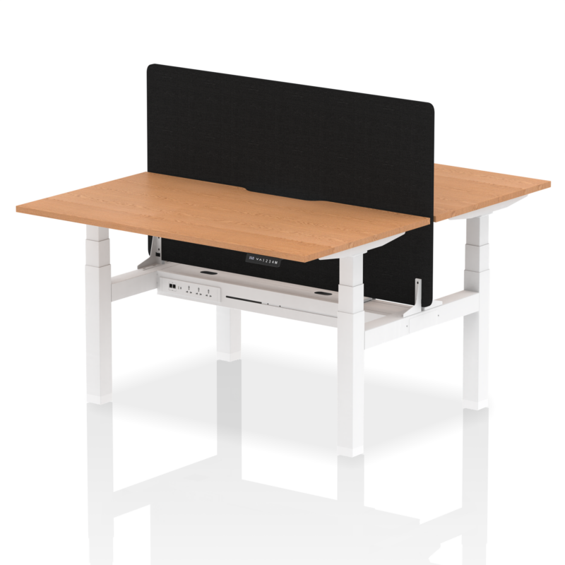 Air Back-to-Back Scalloped Edge Height Adjustable Bench Desk - 2 Person with Black Straight Screen - Image 30