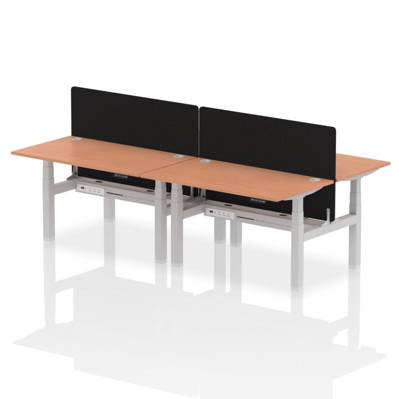 Air Back-to-Back Height Adjustable Bench Desk - 4 Person with Black Straight Screen - Image 20
