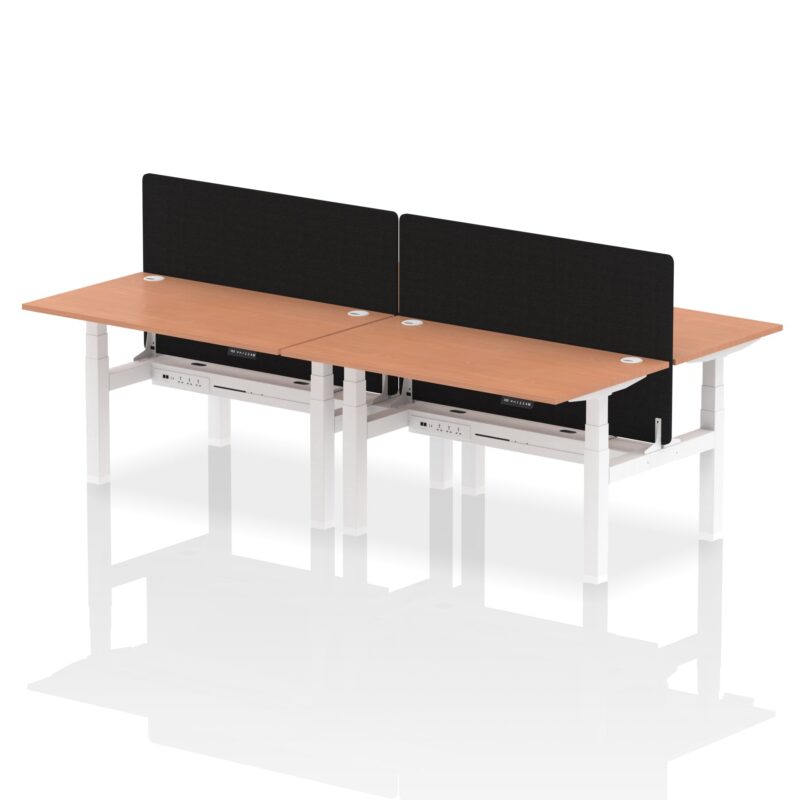 Air Back-to-Back Height Adjustable Bench Desk - 4 Person with Black Straight Screen - Image 21