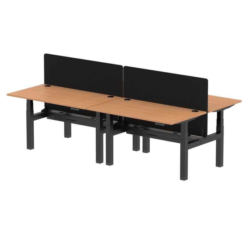 Air Back-to-Back Height Adjustable Bench Desk - 4 Person with Black Straight Screen - Image 28