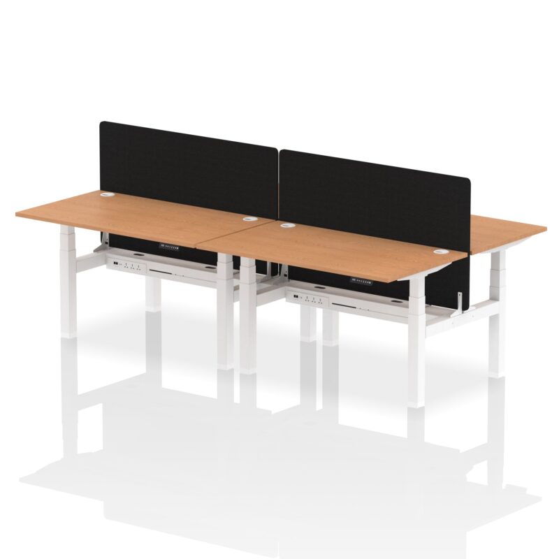 Air Back-to-Back Height Adjustable Bench Desk - 4 Person with Black Straight Screen - Image 30