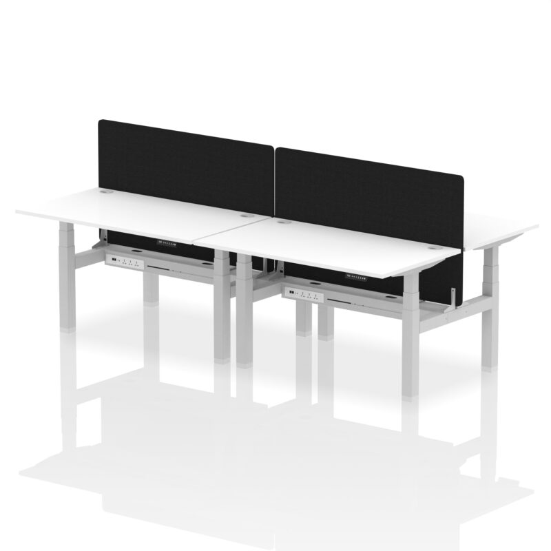 Air Back-to-Back Height Adjustable Bench Desk - 4 Person with Black Straight Screen - Image 35
