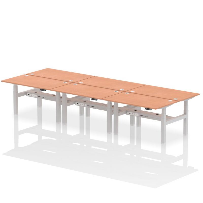 Air Back-to-Back Height Adjustable Bench Desk - 6 Person - Image 20