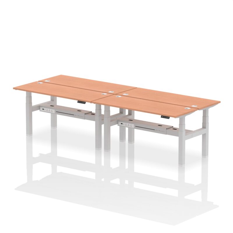 Air Back-to-Back Slimline Height Adjustable Bench Desk - 4 Person - Image 38