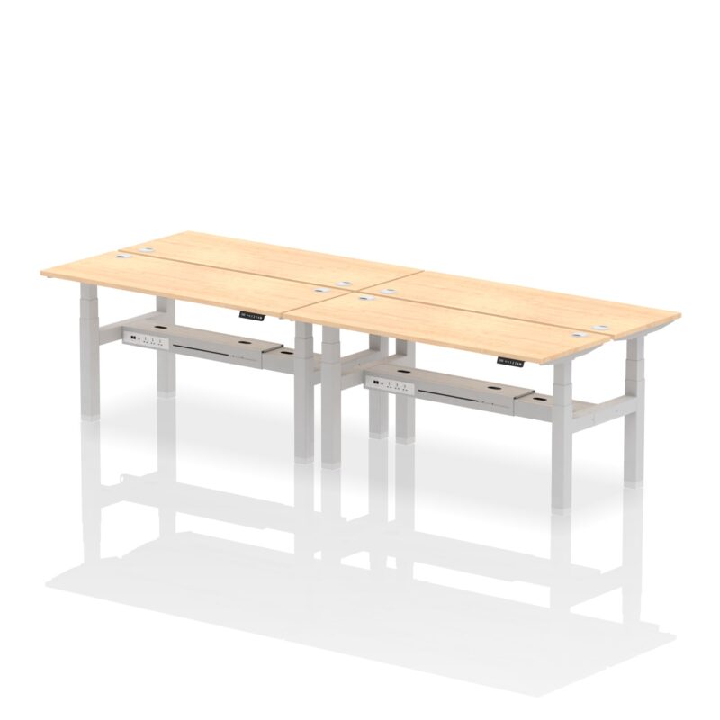 Air Back-to-Back Slimline Height Adjustable Bench Desk - 4 Person - Image 44