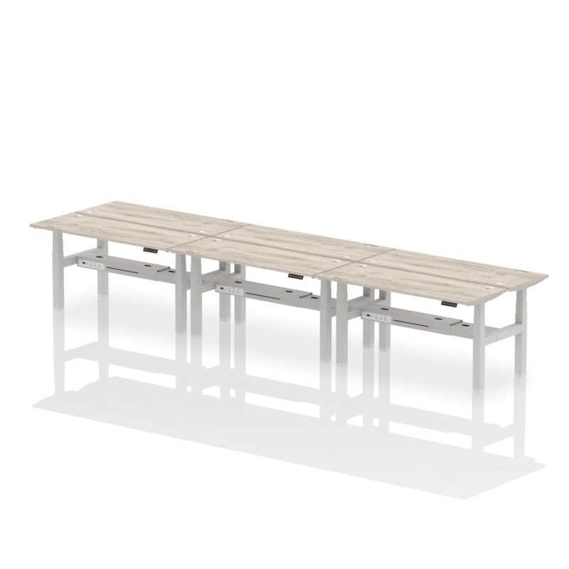 Air Back-to-Back Slimline Height Adjustable Bench Desk - 6 Person - Image 40