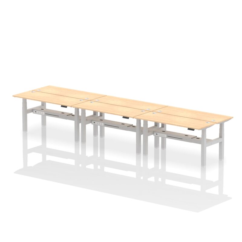 Air Back-to-Back Slimline Height Adjustable Bench Desk - 6 Person - Image 42