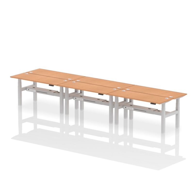 Air Back-to-Back Slimline Height Adjustable Bench Desk - 6 Person - Image 45