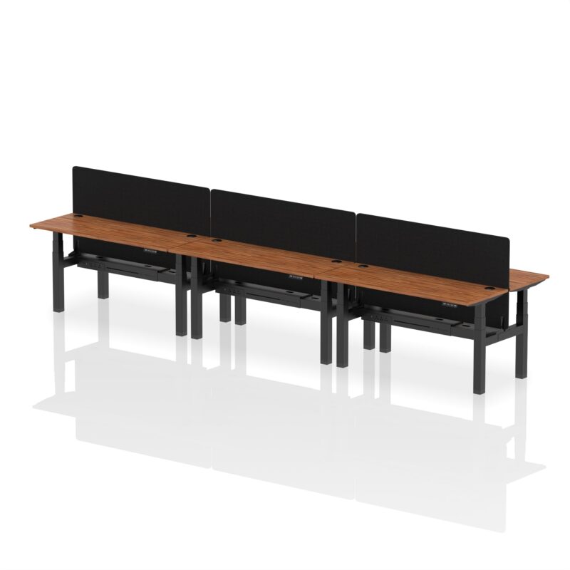 Air Back-to-Back Slimline Height Adjustable Bench Desk - 6 Person with Black Straight Screen - Image 49