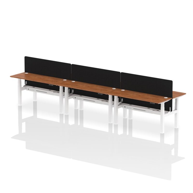 Air Back-to-Back Slimline Height Adjustable Bench Desk - 6 Person with Black Straight Screen - Image 51
