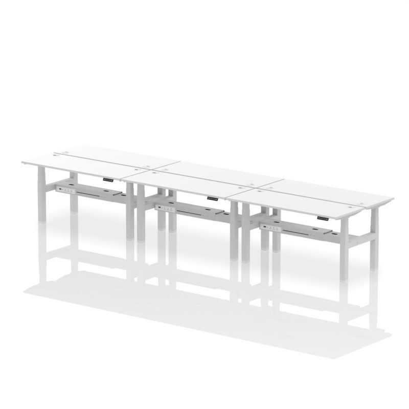 Air Back-to-Back Slimline Height Adjustable Bench Desk - 6 Person - Image 49