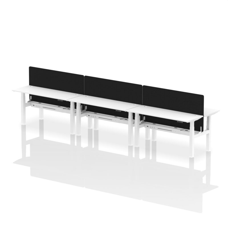 Air Back-to-Back Slimline Height Adjustable Bench Desk - 6 Person with Black Straight Screen - Image 54